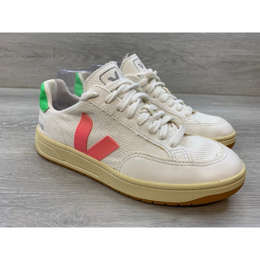 Veja V-12 B-Mesh Sneakers White Emeraude Pekin Low Top Shoes Women's 6 EUR 37